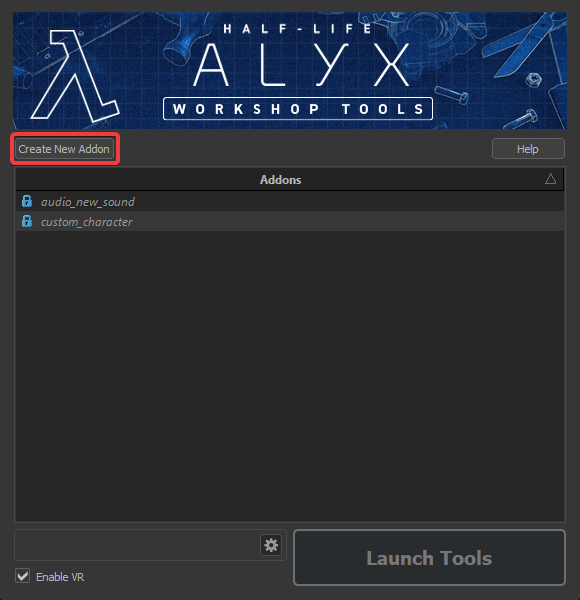 Workshop Tools Addon UI Half-Life: Alyx Workshop Tools Addon UI