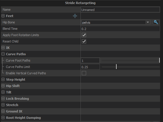 Stride Retargeting Options strider options